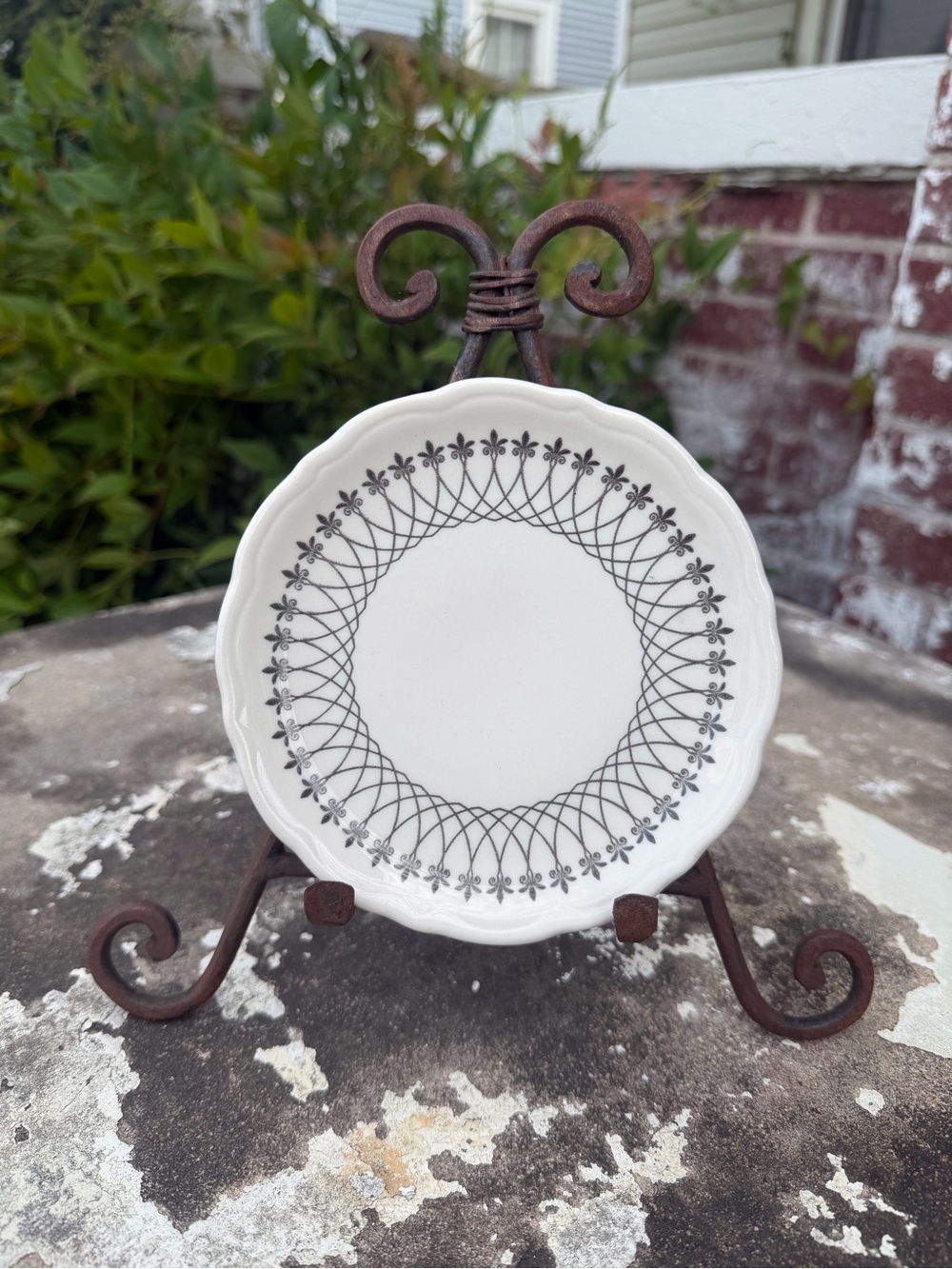 Syracuse China Black Lace Pattern Vintage Bread and Butter Plate 1950's MCM 4-C